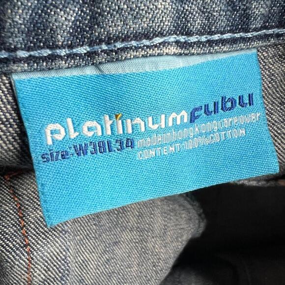 Platinum FUBU Fat Albert Jeans W36 L32 Denim Embroidered Junkyard Hip Hop Y2K - Picture 8 of 15